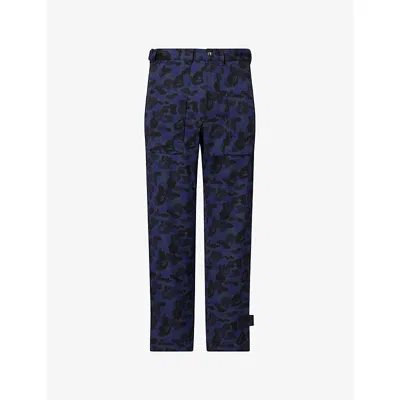 A Bathing Ape Mens Green Bape X Kazuki Camo Woven Trousers In Blue