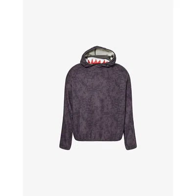 A Bathing Ape Mens Charcoal Bape X Kazuki Camouflage-print Fleece Hoody In Purple