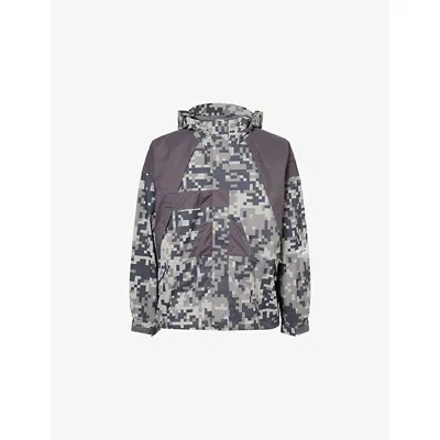 A Bathing Ape Mens Charcoal Bape X Kazuki Snow Hooded Shell Jacket In Gray