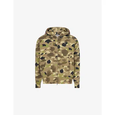 A Bathing Ape Mens Olive Drab Gradation Shark Camouflage Cotton  Hoody Xl In Green
