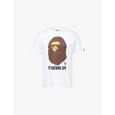 A Bathing Ape Mens White Graphic-print Crewneck Cotton T-shirt Xl