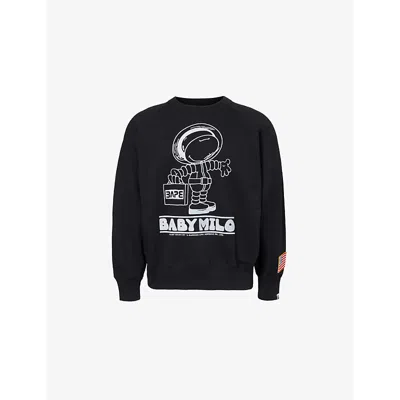 A Bathing Ape Mens  Moon Astro Crew-neck Relaxed-fit Cotton-jersey Sweatshirt In Black