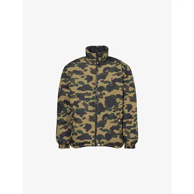 A Bathing Ape Mens Green Reversible Camouflage-printed Shell-down Jacket