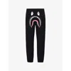 A Bathing Ape Mens Black Shark Embroidered Cotton Jogging Bottoms In Black