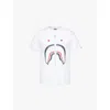 A Bathing Ape Mens  Shark-print Short-sleeve Cotton-jersey T-shirt In White