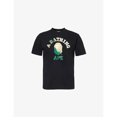 A BATHING APE MENS BLACK TIE-DYE COLLEGE CREW-NECK REGULAR-FIT COTTON-JERSEY T-SHIRT XL