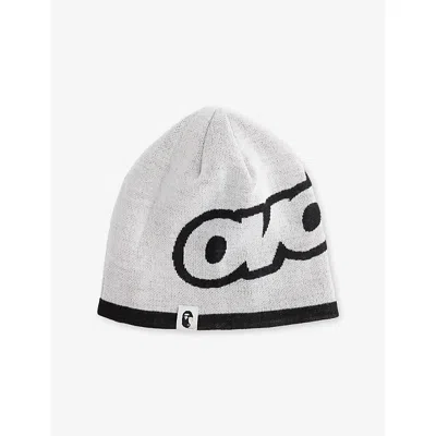A Bathing Ape Mens White  X Ovo Knitted Beanie In Gray