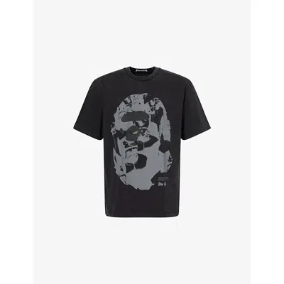 A Bathing Ape Mens Black Ape Head Brand-print Cotton-jersey T-shirt