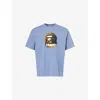 A Bathing Ape Mens Navy Ape Head Brand-print Cotton-jersey T-shirt In Blue