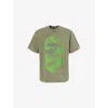 A Bathing Ape Mens Olive Drab Ape Head Brand-print Cotton-jersey T-shirt Xl In Green