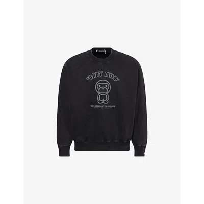 A Bathing Ape Mens Black Baby Milo Brand-print Cotton-jersey Sweatshirt