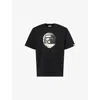A Bathing Ape Mens Black Bape Ape Head Graphic-print Cotton T-shirt In Black