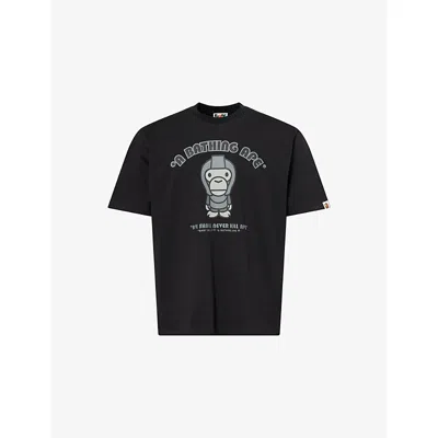 A Bathing Ape Mens Black Bape Generalilo Graphic-print Cotton T-shirt