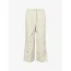 A Bathing Ape Mens Beige Bape Washed Cotton-blend Cargo Trousers Xl In Neutral