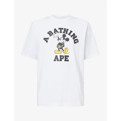 A Bathing Ape Mens Bape X Disney Mickey Mouse Cotton T-shirt White Xxl