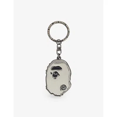A Bathing Ape Mens Black Ape Head Engraved-logo Keyring