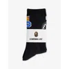 A Bathing Ape Mens  B-shark Cotton-blend Crew Socks In Black