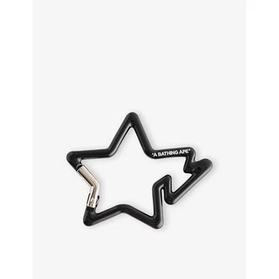 A Bathing Ape Mens Black B Star Metal Carabiner Keyring