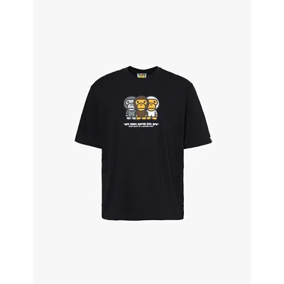 A Bathing Ape Mens Black Baby Milo Short-sleeve Cotton-jersey T-shirt