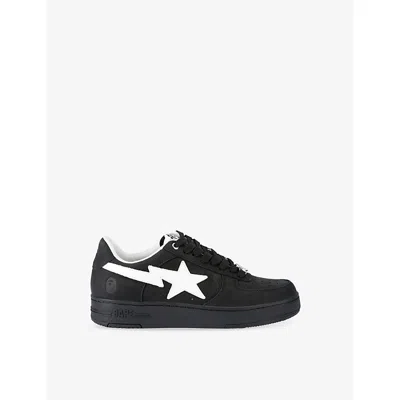 A BATHING APE MENS BAPE STA OS #3 M2 LEATHER TRAINERS BLACK EUR 40 / 6 UK