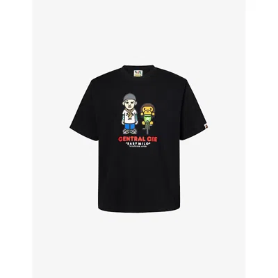 A Bathing Ape Mens Black Bape X Spotify X Syna Baby Milo Relaxed-fit Cotton-jersey T-shirt