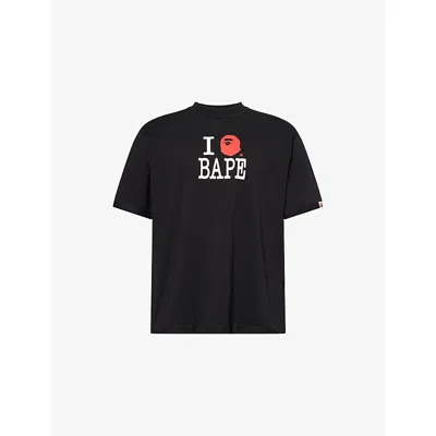A Bathing Ape Mens  Brand-print Crewneck Cotton-jersey T-shirt