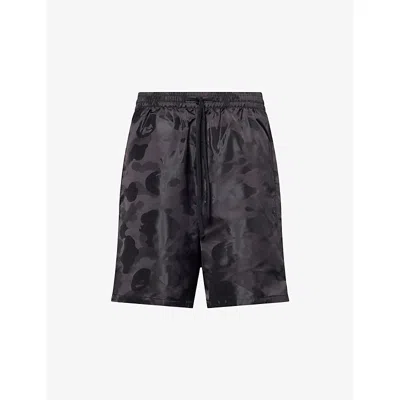 A Bathing Ape Mens Camo Logo Woven Shorts Black Camo
