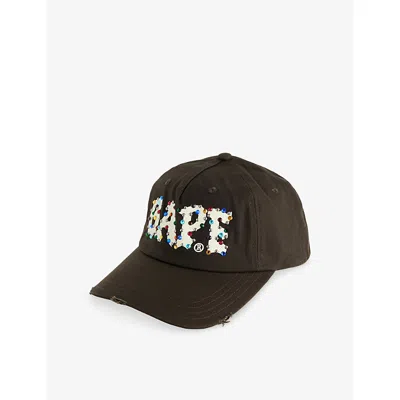 A Bathing Ape Mens Black Embellished-logo Cotton Cap