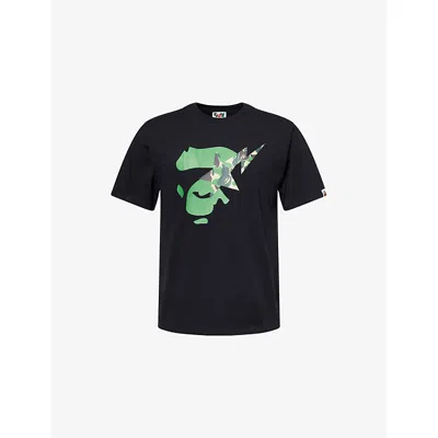 A Bathing Ape Mens Ape Face Star Cotton-jersey T-shirt Black Green Camo In Multi