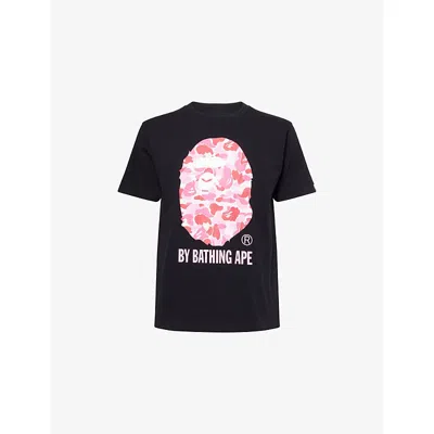 A Bathing Ape Mens Black Green Camo Graphic-print Relaxed-fit Cotton T-shirt In Multi