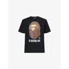 A Bathing Ape Mens Logo-print Crewneck Cotton-jersey T-shirt Black In Black