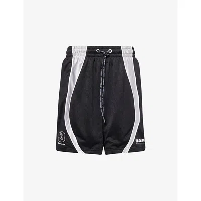 A Bathing Ape Mens Black Logo-print Jacquard Sweat Jersey Shorts