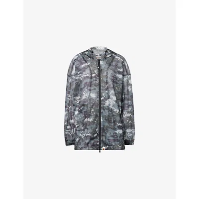 A Bathing Ape Mens Black Multi-pixel Camo-print Mesh Hoody In Gray