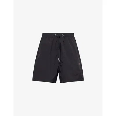 A Bathing Ape Mens Black One Point Ape-head Appliqué Swim Shorts
