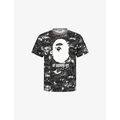A Bathing Ape Mens Black Pixel Camo Graphic-print Cotton T-shirt Xl