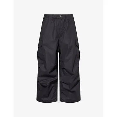 A Bathing Ape Mens Black Ripstop Cargo Wide-leg Cotton-poplin Trousers