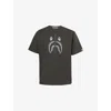 A Bathing Ape Mens Shark Graphic-print Cotton T-shirt Black