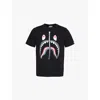 A Bathing Ape Mens Black Shark-print Short-sleeve Cotton-jersey T-shirt In Black