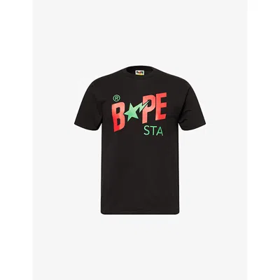 A Bathing Ape Mens Black Star Graphic-print Cotton T-shirt Xxl