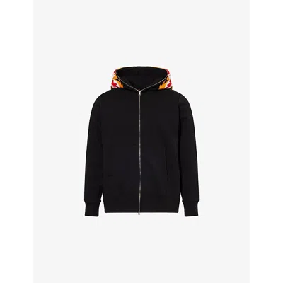 A Bathing Ape Mens  Tiger Embroidered Relaxed-fit Cotton Hoody In Black