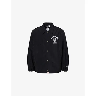 A Bathing Ape Mens Black Wind Stopper Logo-embroidered Woven Coach Jacket Xl