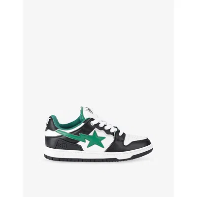 A Bathing Ape Mens Black/comb Bape Sk8 Sta #1 M2 Leather Trainers Eur 46 / 12 Uk In Multi