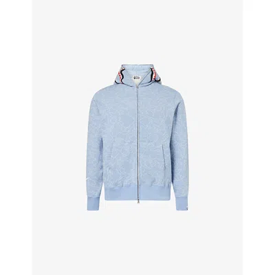 A Bathing Ape Mens Blue  X Ovo Neon 1st Camo Shark Cotton-jersey Hoodie