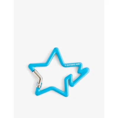 A Bathing Ape Mens Blue B Star Metal Carabiner Keyring