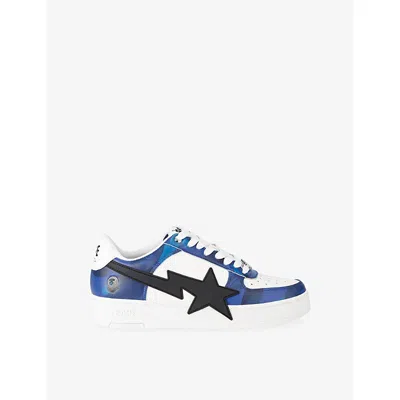 A BATHING APE MENS BLUE BAPE STA OS #1 M1 LEATHER TRAINERS EUR 46 / 12 UK