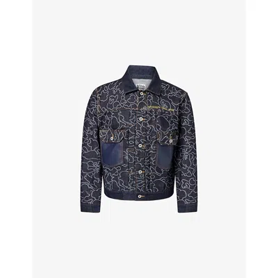 A Bathing Ape Mens Blue Bape X Ovo Camo-jacquard Denim Jacket