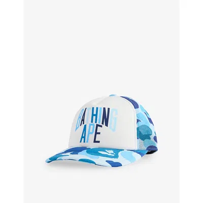 A Bathing Ape Mens Blue Camo Nyc Woven Baseball Cap