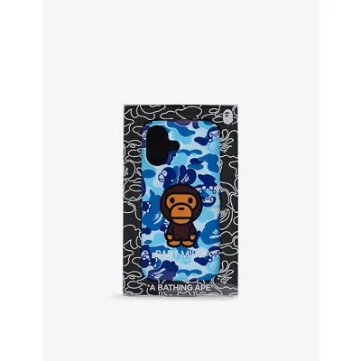 A Bathing Ape Mens Blue Milo Camo Iphone 16 Phone Case