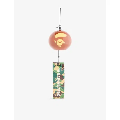 A Bathing Ape Mens Brown Ape Face Japan Glass Wind Chime