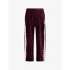 A Bathing Ape Mens Burgundy Metal-logo Jacquard Velour Jogging Bottoms Xl In Red